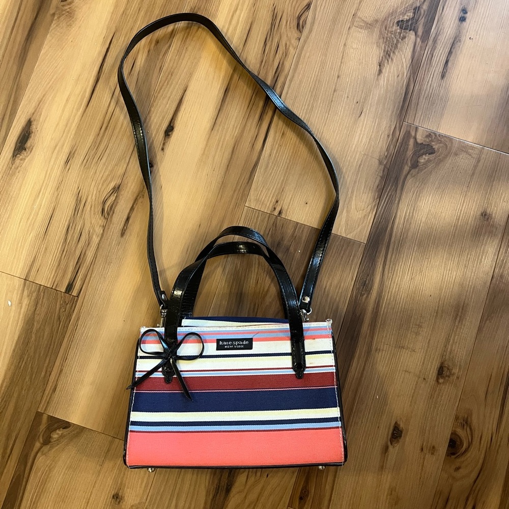 Crossbody Purse Coral, Navy & White Striped/Mini Bag